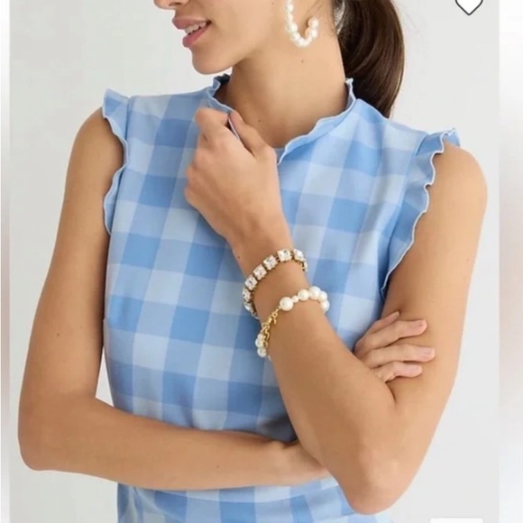 NWT J. Crew Gingham Stretch Crepe Ruffle-Trim Sheath A-Line Lined Midi Dress 16 - Picture 4 of 6